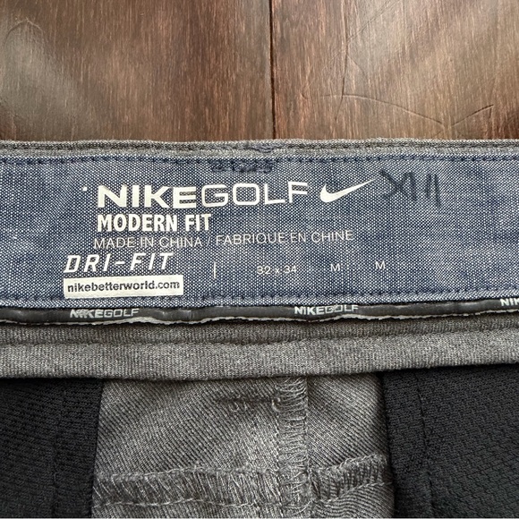Nike Men's Golf Pants Dri-Fit Size 32x34 Modern Fit Adjustable Ankle Cuffs Gray - Picture 9 of 10